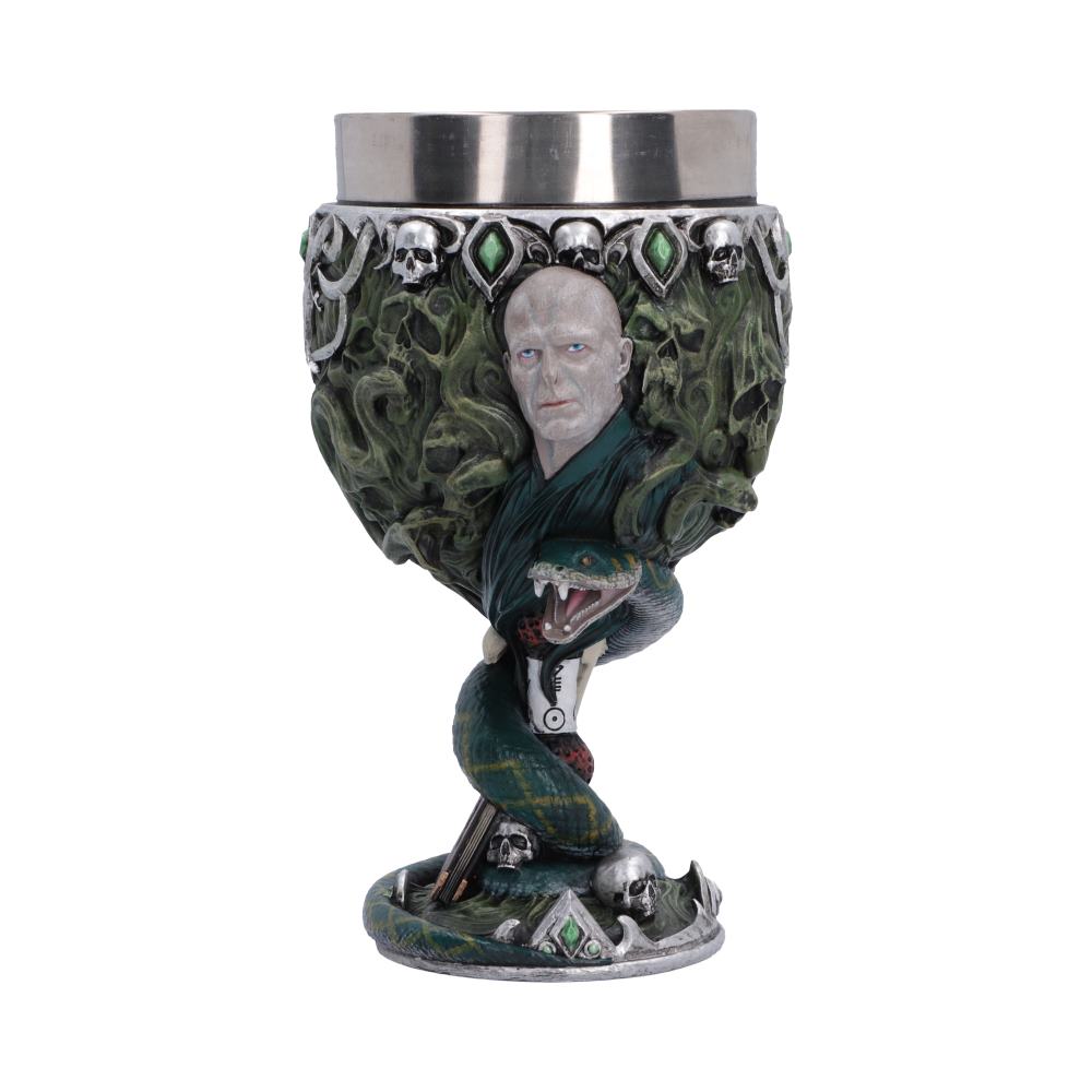 Harry Potter Voldemort Chalice - Voldemort portrait above coiling Nagini stem