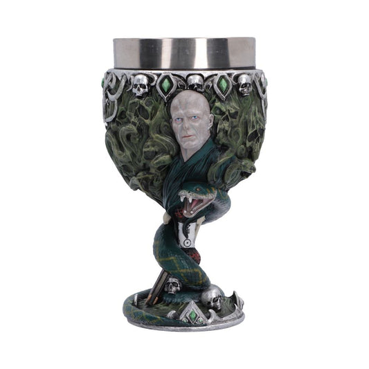 Harry Potter Voldemort Chalice - Voldemort portrait above coiling Nagini stem