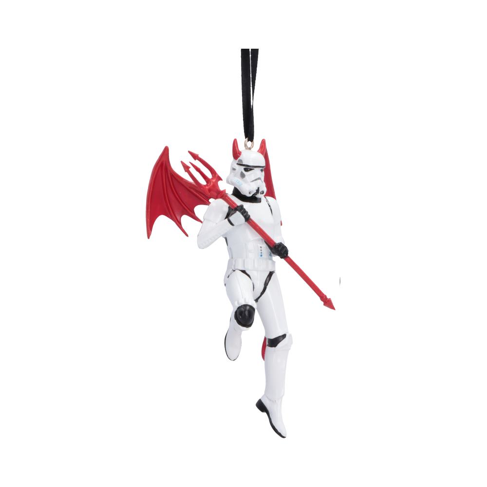 Original Stormtrooper What the Hell Ornament - opposite angle of devil-costumed Stormtrooper