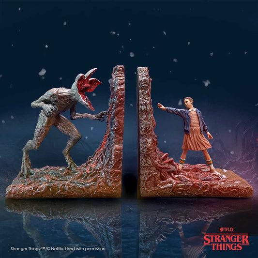 Stranger Things Upside Down Bookends - Stranger Things bookends in a night-time scene