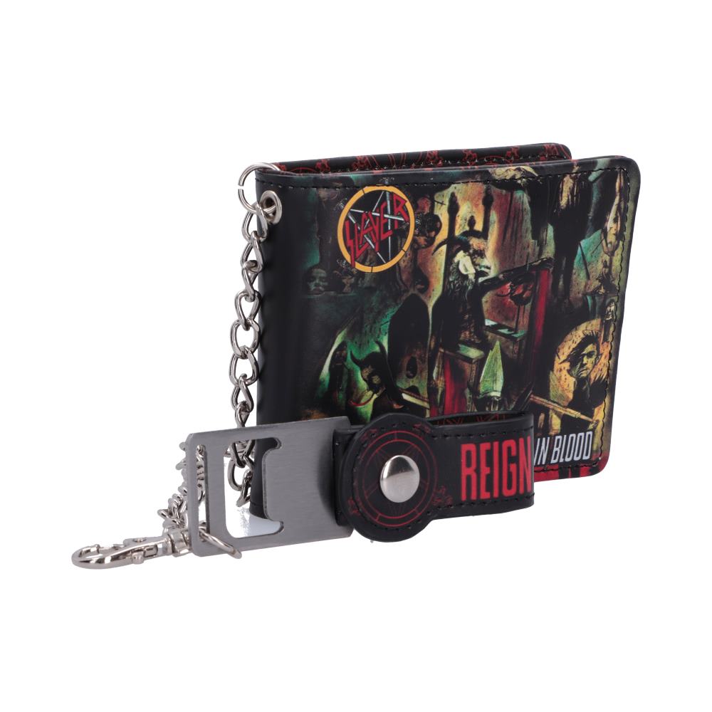 Slayer Reign in Blood Wallet - opposite angle of album artwork and chain