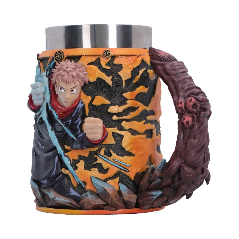 Jujutsu Kaisen Yuji Itadori Tankard - angled view of tankard and textured brown handle