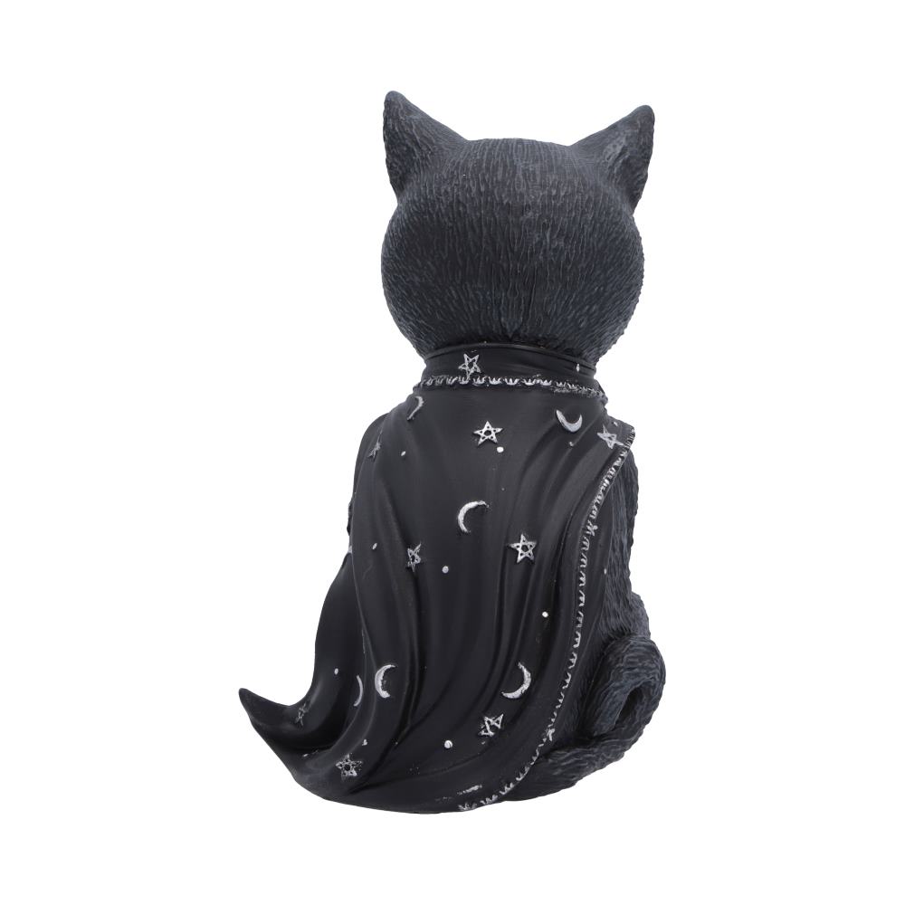Cult Cuties Feligor Cat Figurine - rear view of star and moon cloak motifs