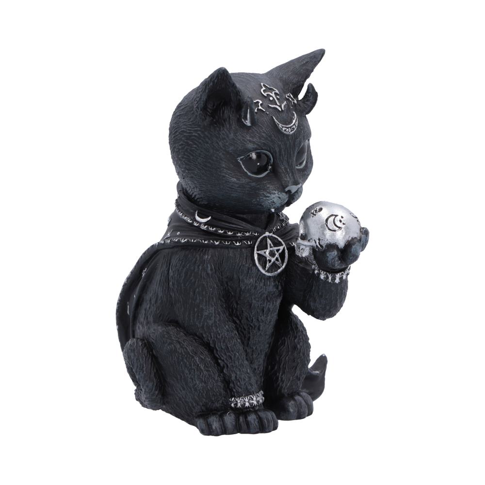 Cult Cuties Feligor Cat Figurine - opposite angle of cat and skull detail
