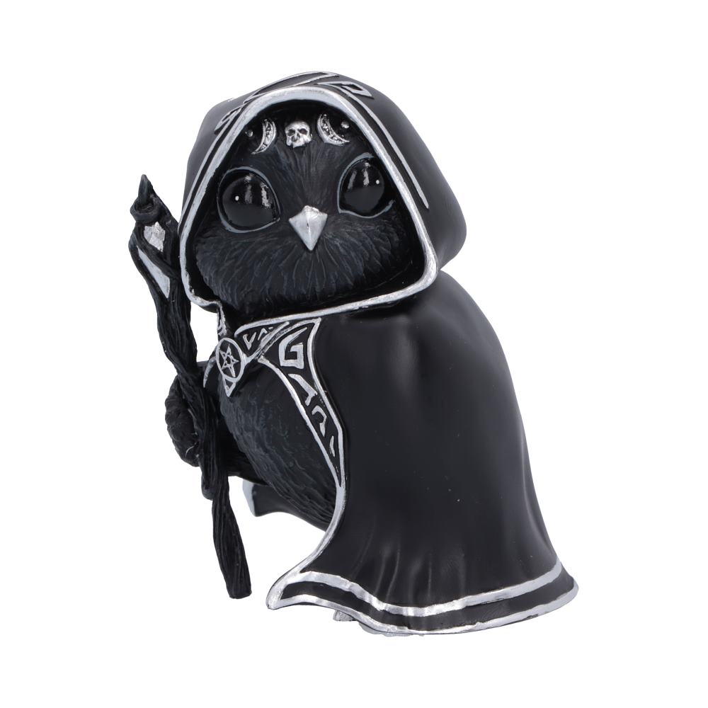Cult Cuties Featheros Bird Figurine - hooded bird holding small staff