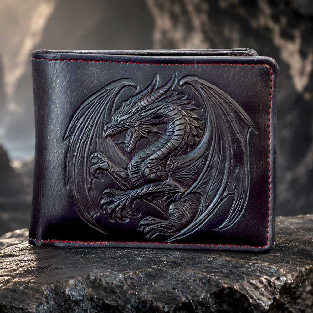 Obsidian Dragon Wallet - dragon wallet displayed against dark branches