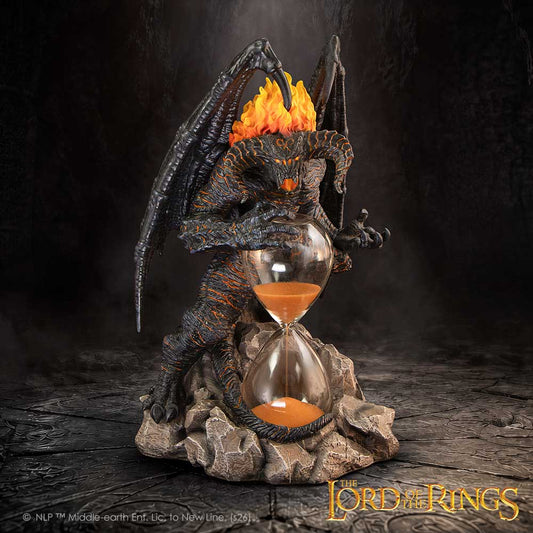 Lord of the Rings Balrog Sand Timer - Balrog timer displayed on rocky ground