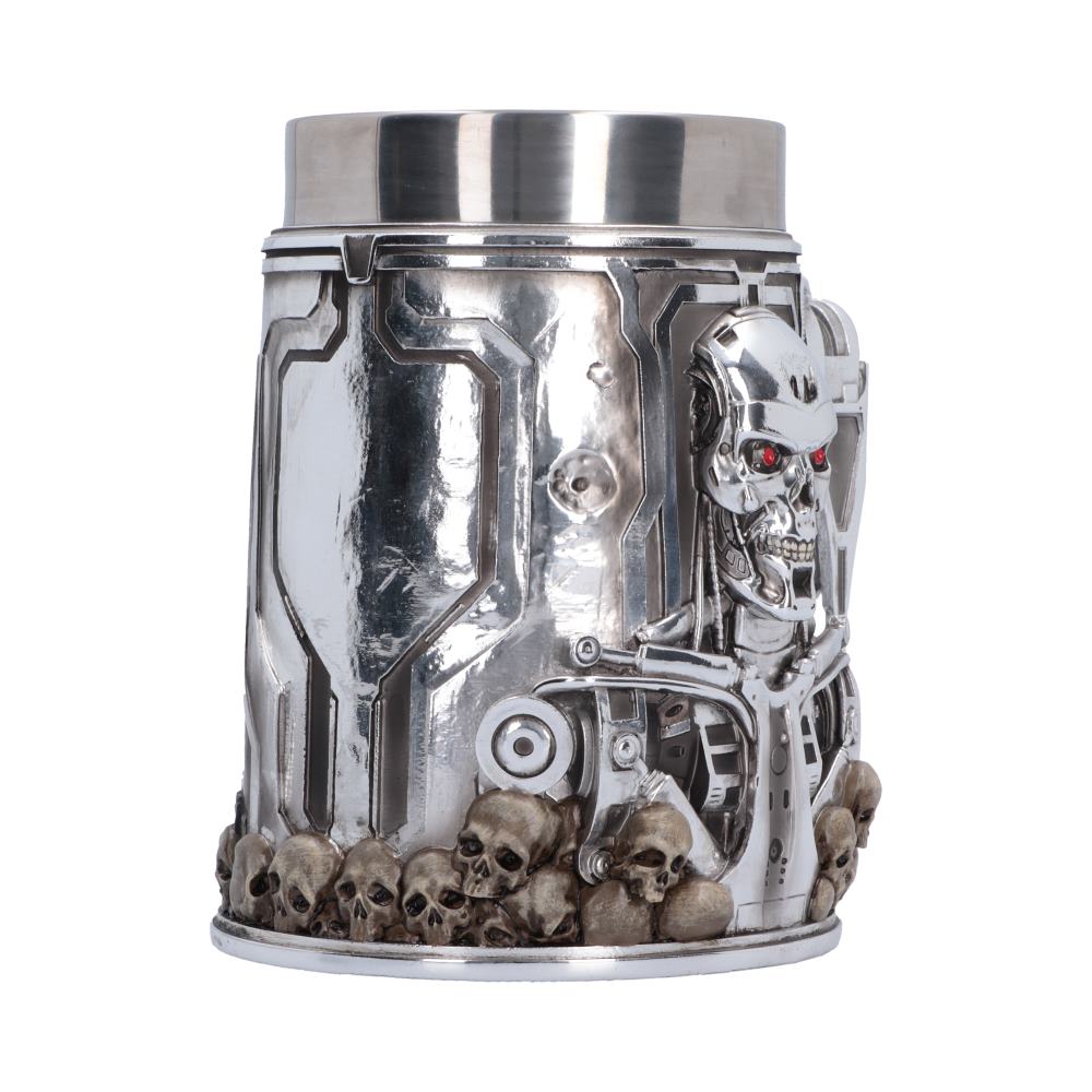 Terminator T-800 Tankard - opposite angle of machine portrait and skull base