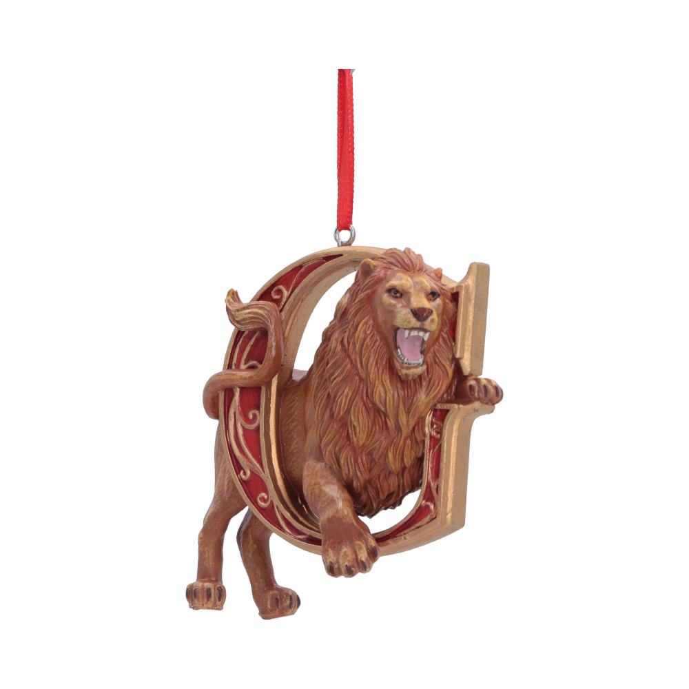 Harry Potter Gryffindor Hanging Ornament - Angled view of lion mane and decorative letter border