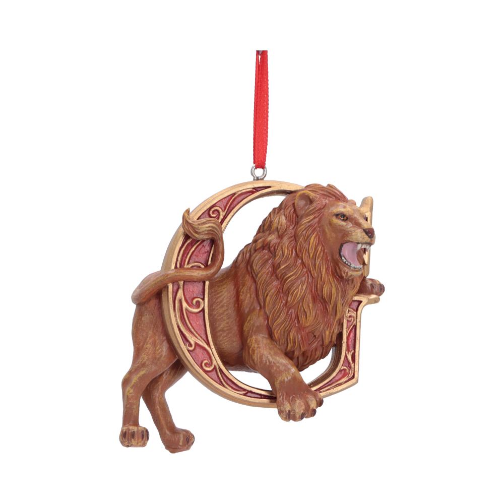 Harry Potter Gryffindor Hanging Ornament - Front view of lion stepping through red and gold initial
