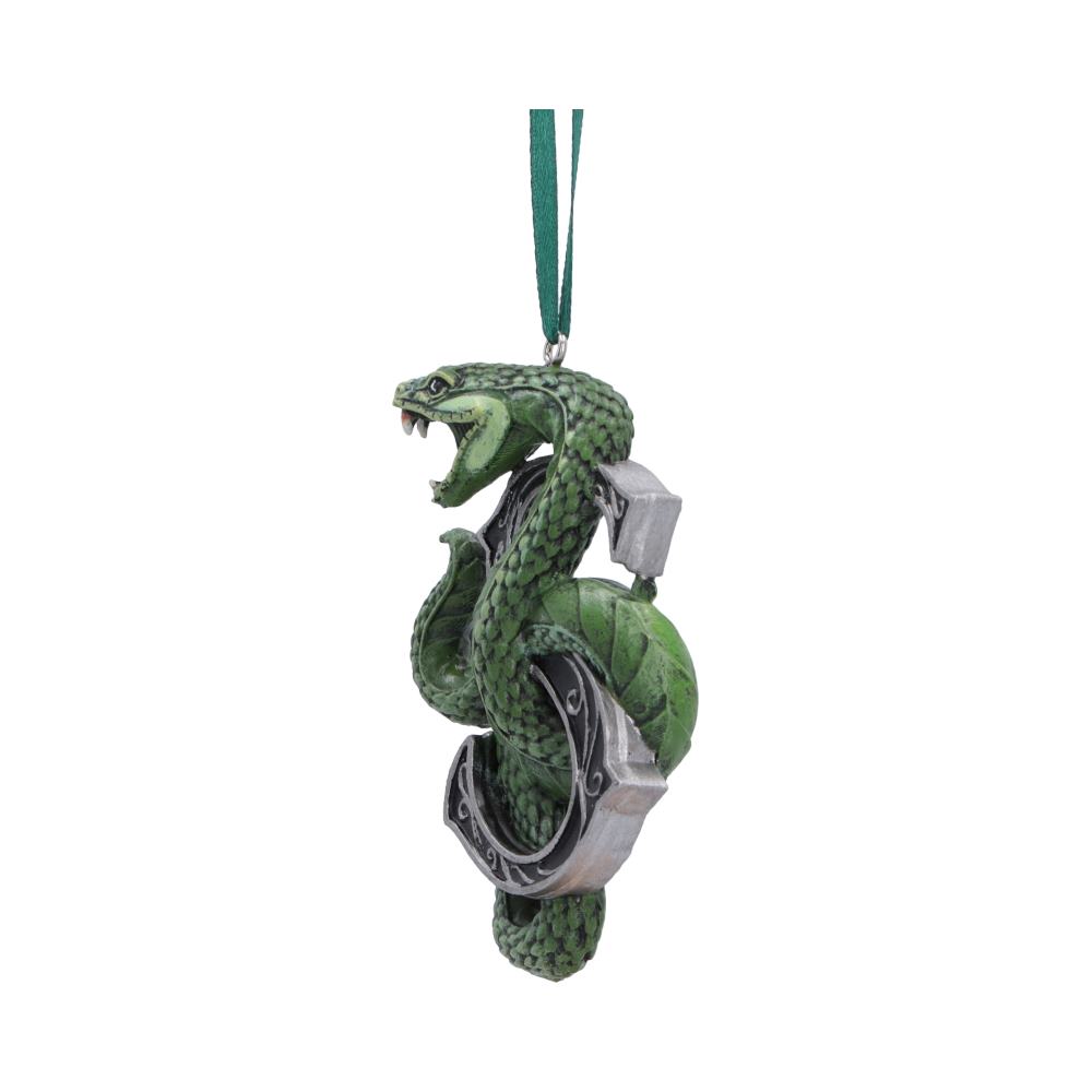 Harry Potter Slytherin Hanging Ornament - Angled view of snake scales and open mouth