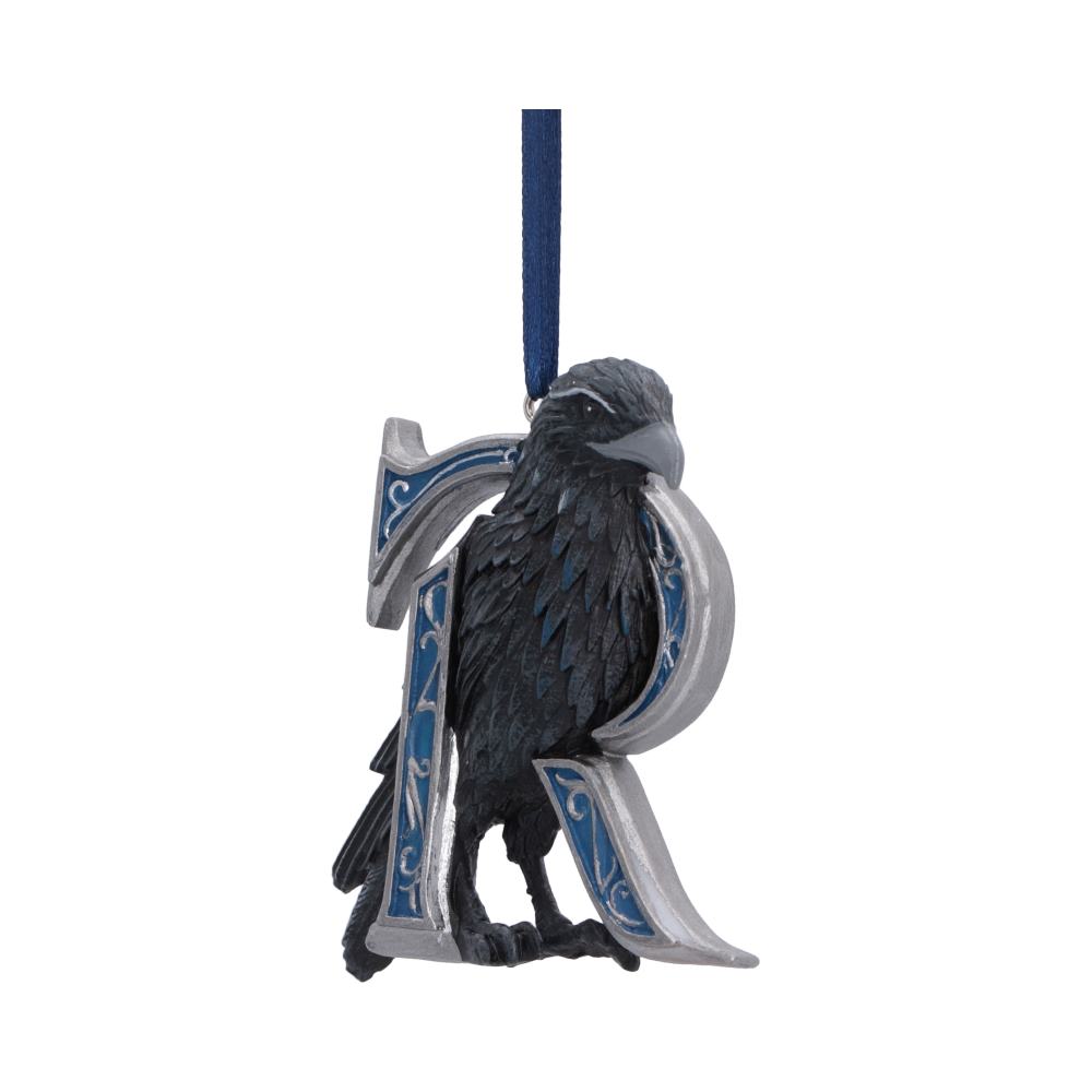 Harry Potter Ravenclaw Hanging Ornament - Angled view of sculpted feathers and letter border