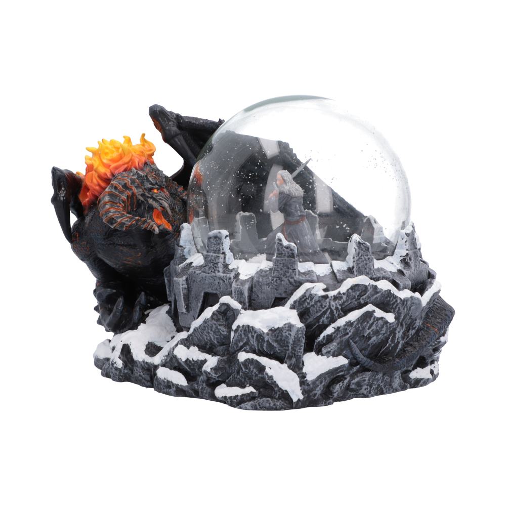Lord of the Rings Battle of the Peak Snow Globe - Angled view of glass sphere within sculpted mountain scene
