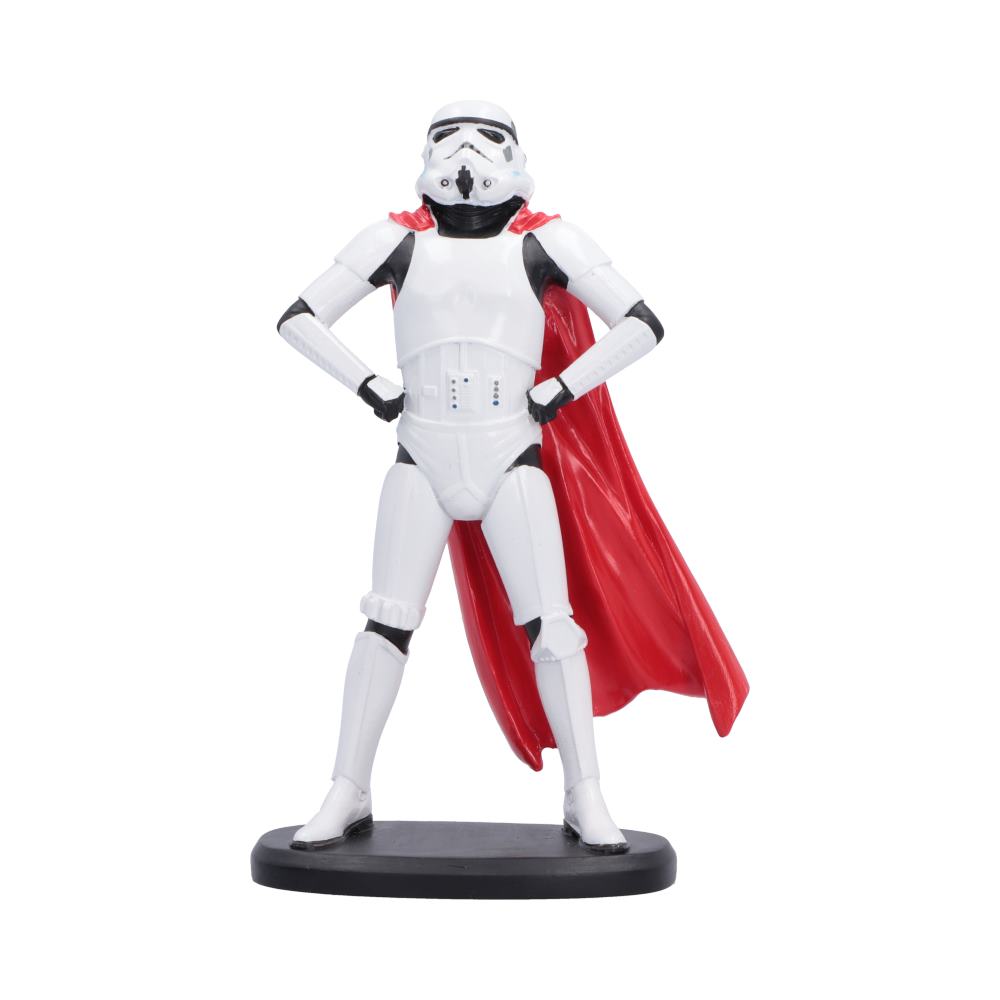 Original Stormtrooper Super Trooper Figurine - Front view of white-armoured trooper with red cape