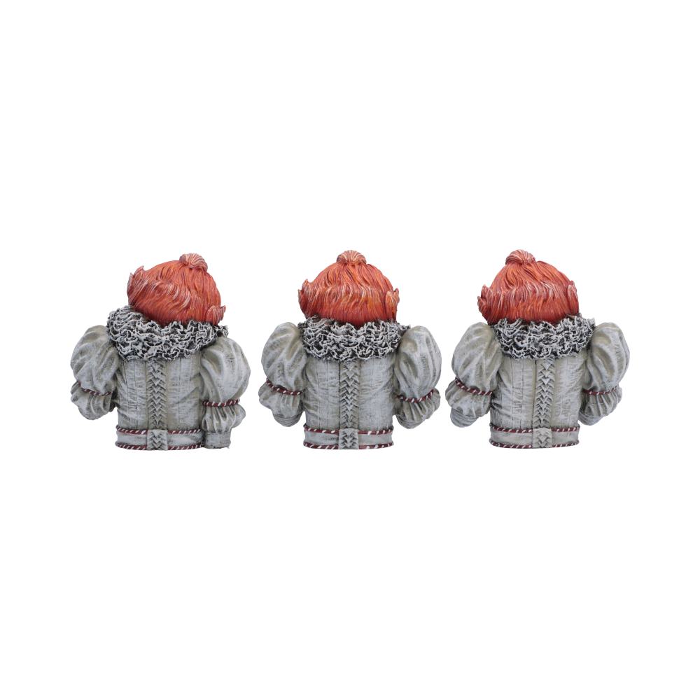 IT Three Wise Pennywise Figurines - Rear view of costume folds and red hair
