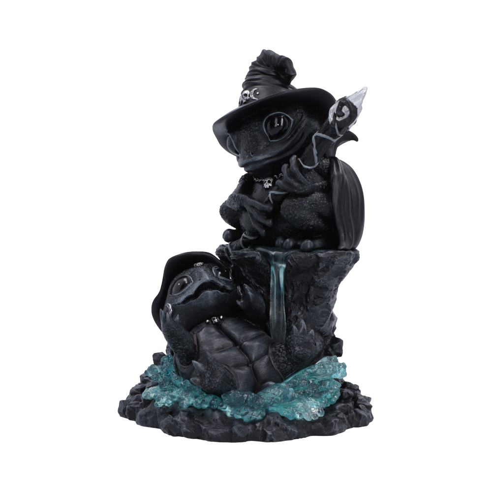 Cult Cuties Waterfall Wonder Figurine - Angled view of two creatures around sculpted waterfall