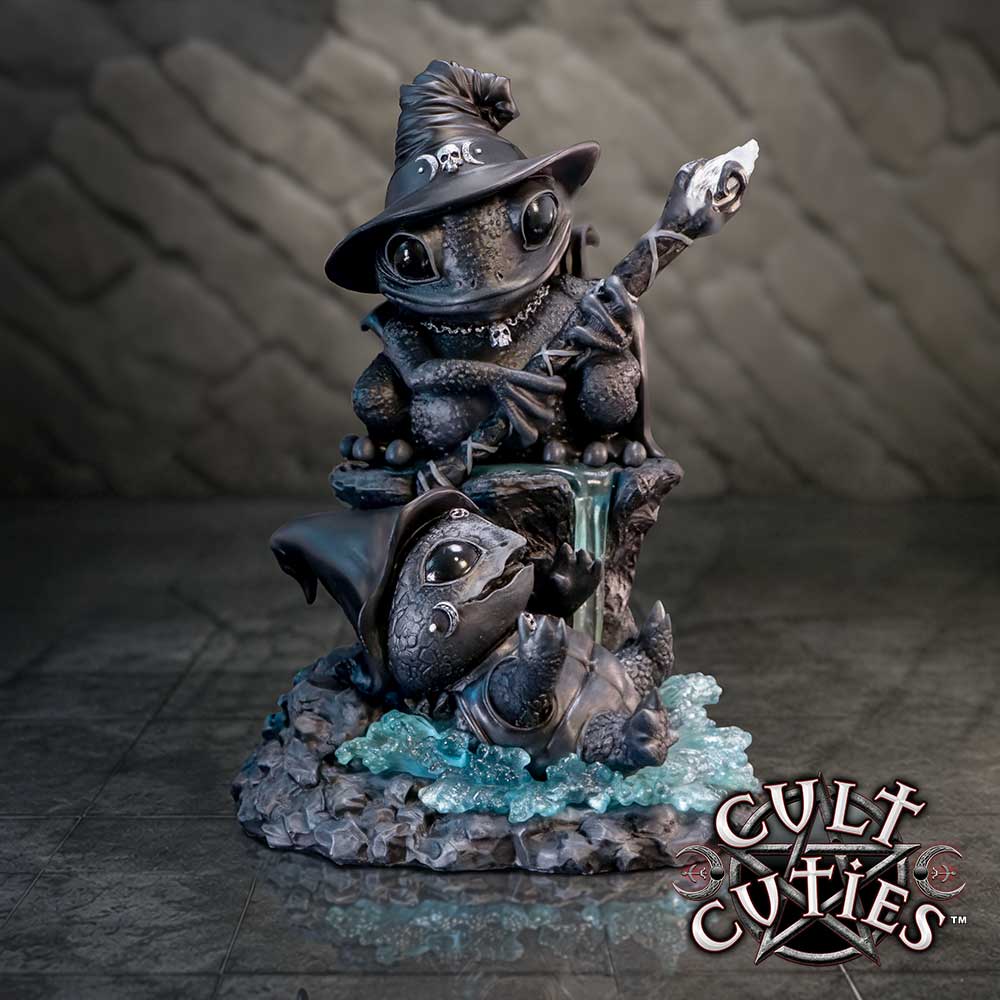 Cult Cuties Waterfall Wonder Figurine - Two Cult Cuties characters in a blue waterfall display