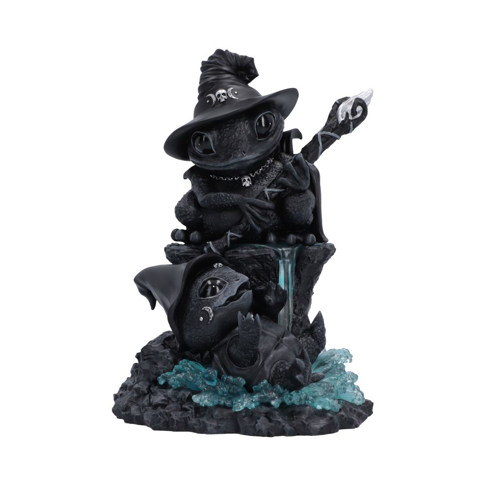 Cult Cuties Waterfall Wonder Figurine - Front view of witch-hatted character above translucent blue cascade