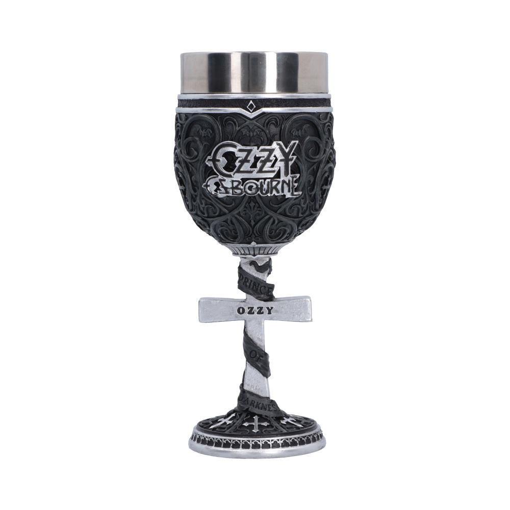 Ozzy Osbourne Prince of Darkness Goblet - Front view of Ozzy logo bowl and cross-shaped stem