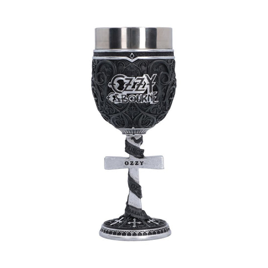 Ozzy Osbourne Prince of Darkness Goblet - Front view of Ozzy logo bowl and cross-shaped stem