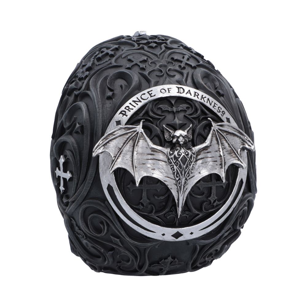 Ozzy Osbourne Prince of Darkness Skull - Rear view of silver bat and Prince of Darkness lettering