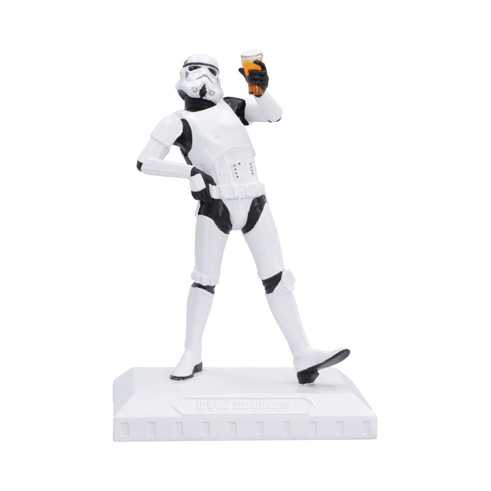 Stormtrooper Raise a Glass Figurine - Front view of trooper raising amber-coloured drink