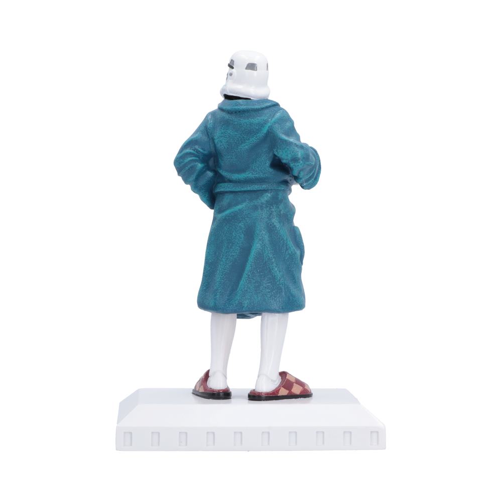 Stormtrooper Off Duty Figurine - Rear view of blue dressing gown and white helmet