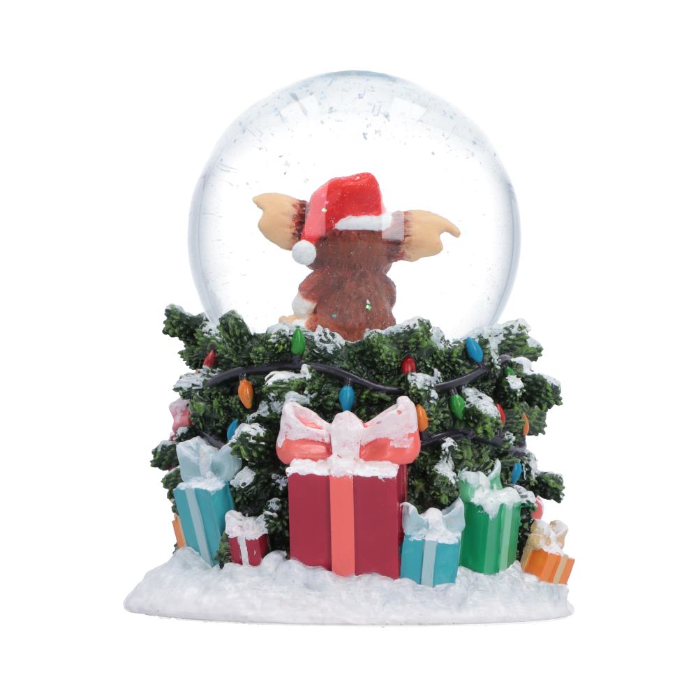 Gremlins Christmas Carol Snow Globe - Rear view of gift boxes and snowy globe base