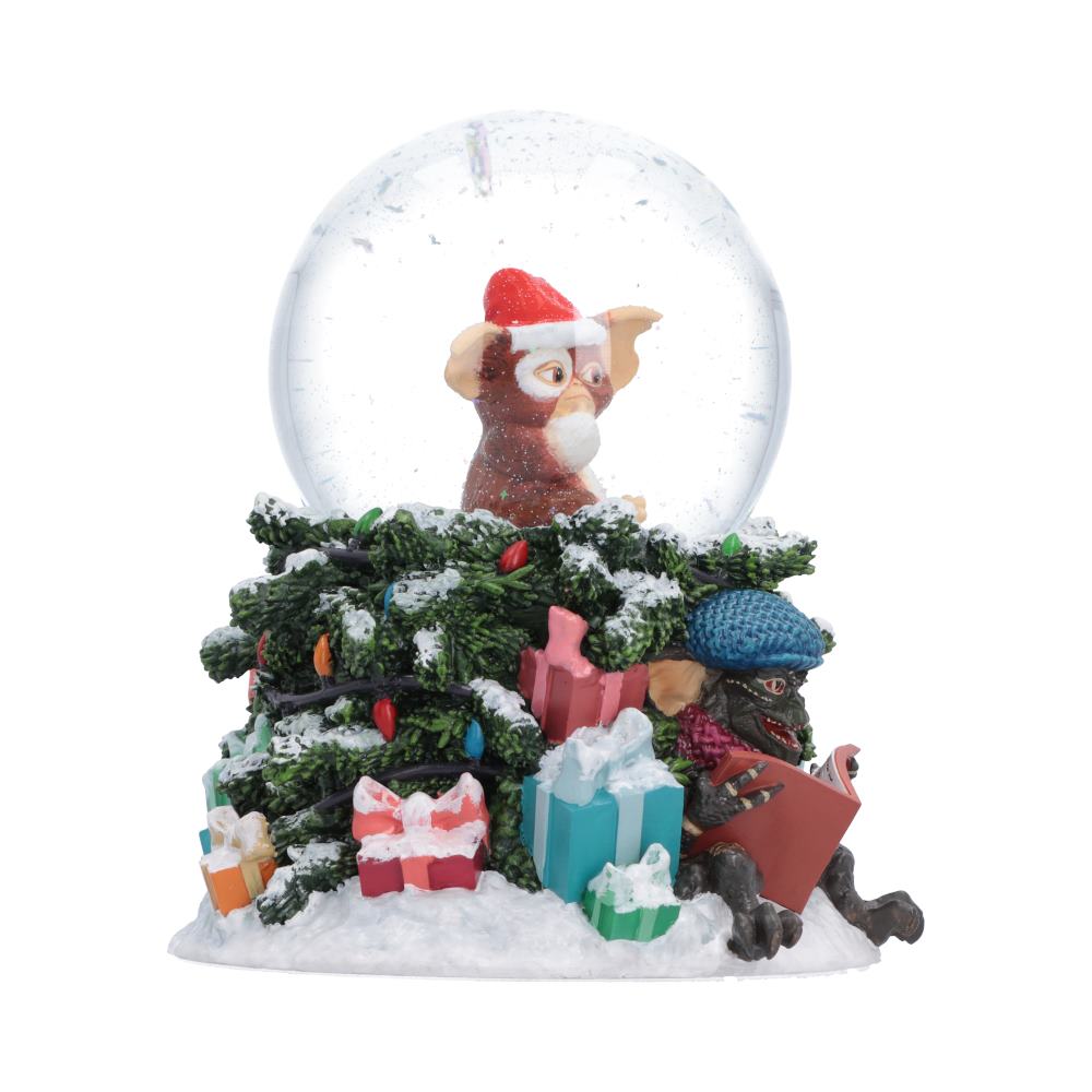 Gremlins Christmas Carol Snow Globe - Side view of Gizmo sphere and gremlin carol singer