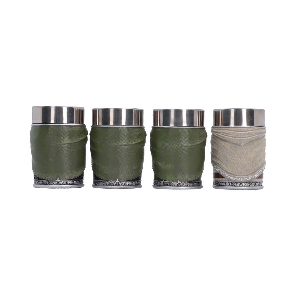 Lord of the Rings Fellowship Mini Cup Set - Rear view of differently coloured sculpted garments