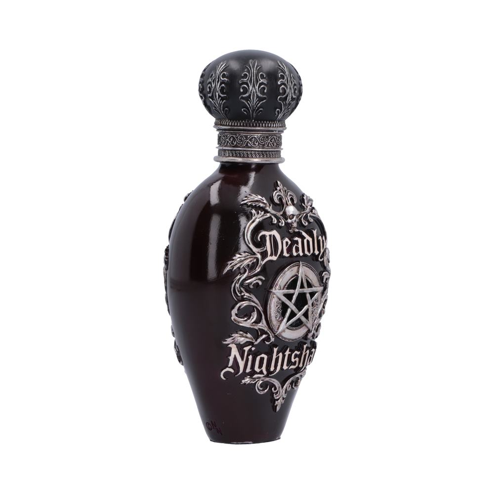 Deadly Nightshade Bottle Figurine - Side view of decorated potion-bottle silhouette