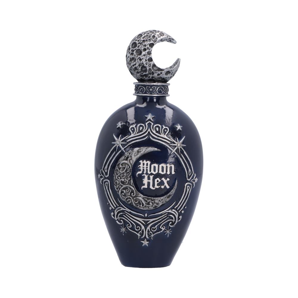 Moon Hex Bottle Figurine - Rear view of dark blue body beneath the crescent