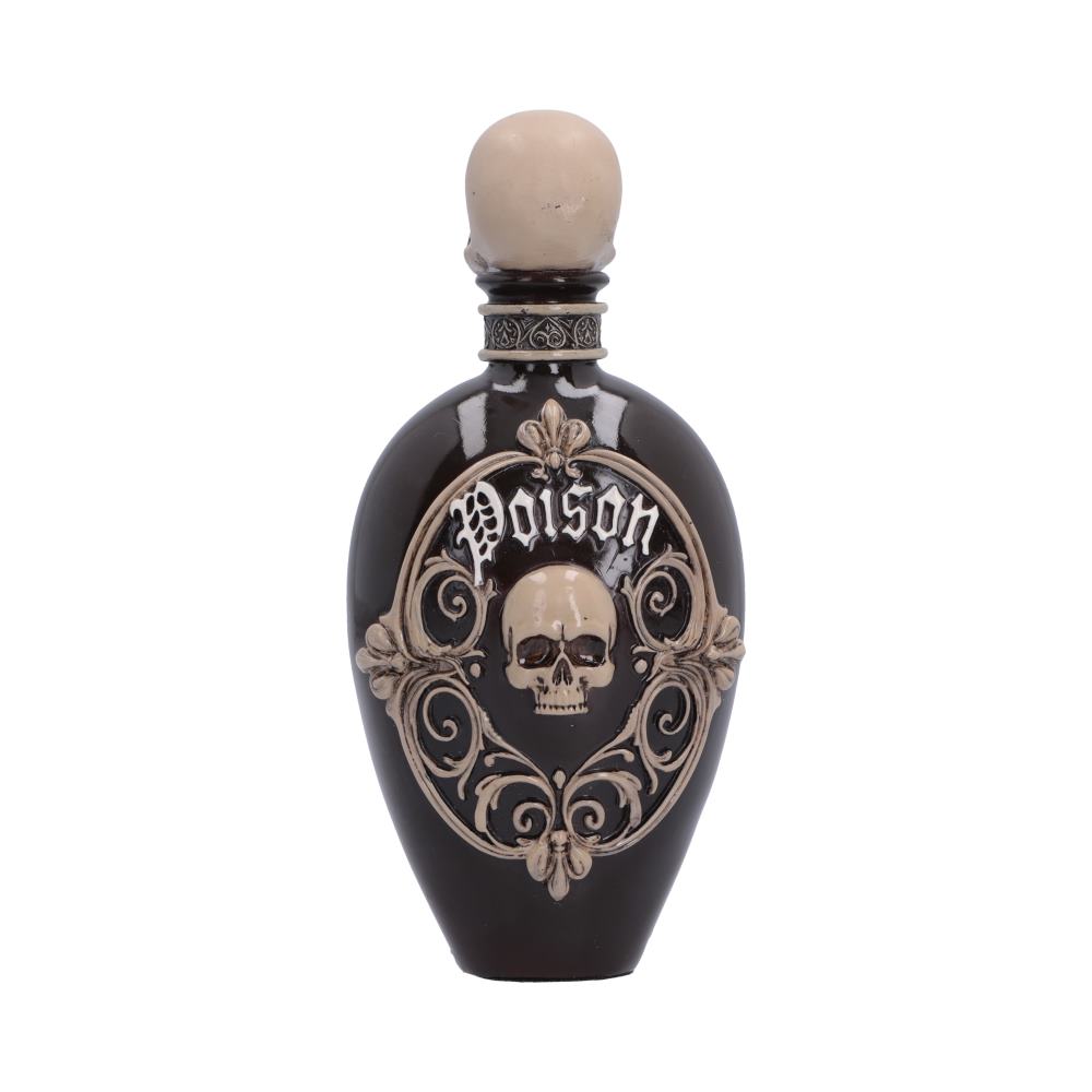 Poison Bottle Figurine - Rear view of smooth body and skull-shaped top