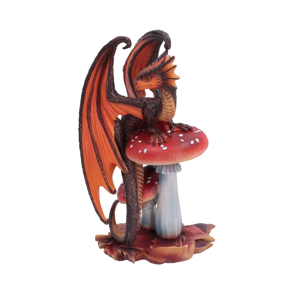 Anne Stokes Mushroom Dragon Figurine - side view of raised wings and curved tail