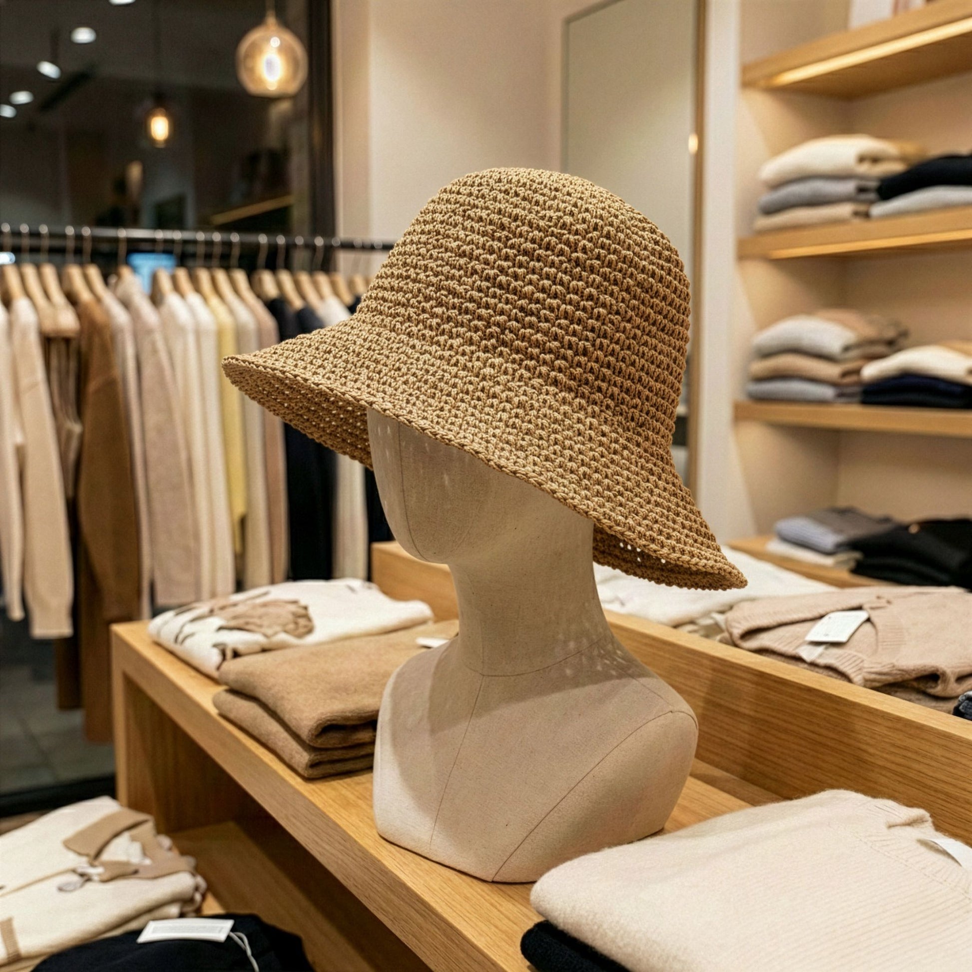 Nomad Sari Floppy Straw Sun Hat in warm natural coffee with relaxed brim
