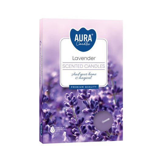 Lavender scented tealight candles set of 6 calming floral fragrance 4 hour burn candles