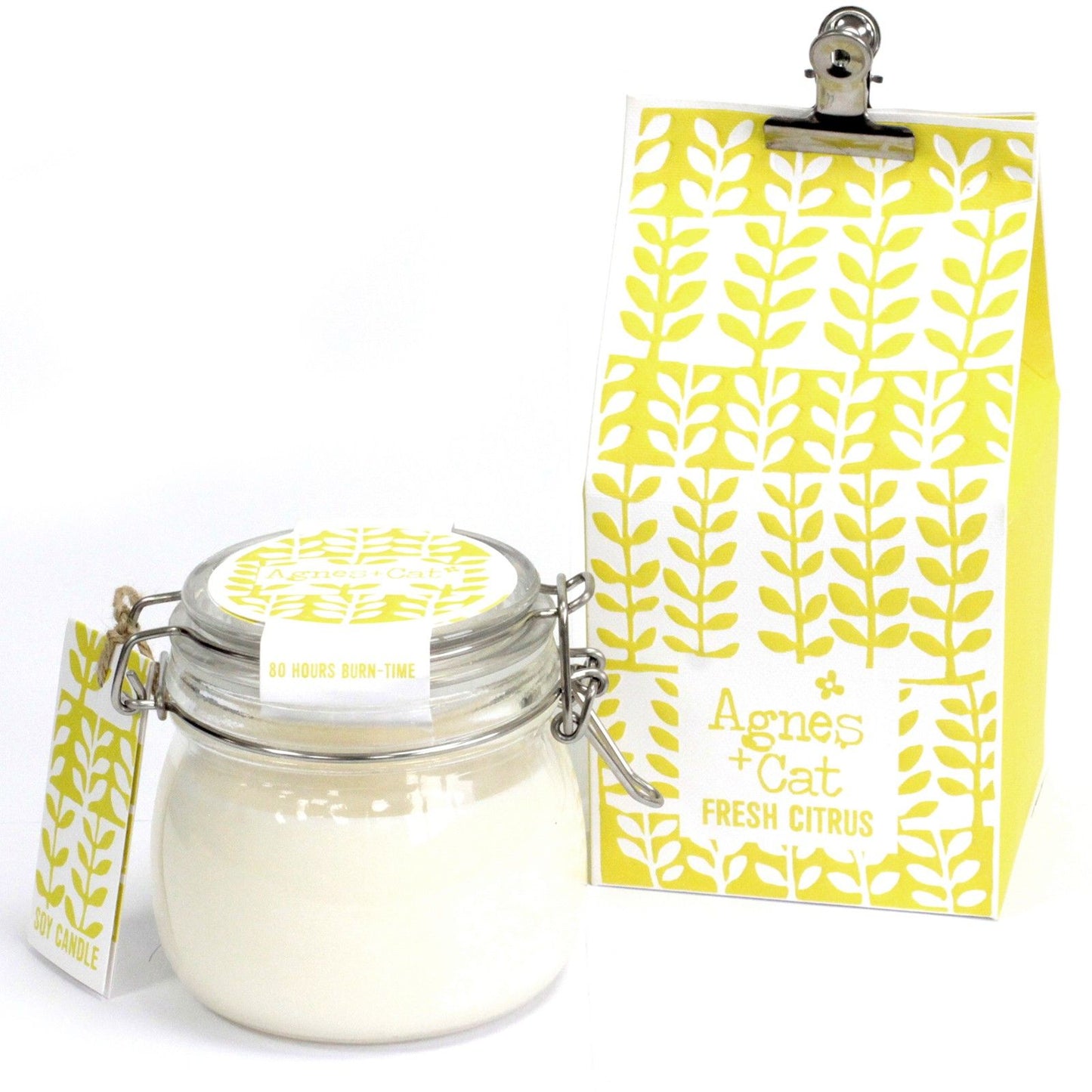 Agnes + Cat Fresh Citrus Kilner Jar Soy Candle – bright citrus candle in glass jar
