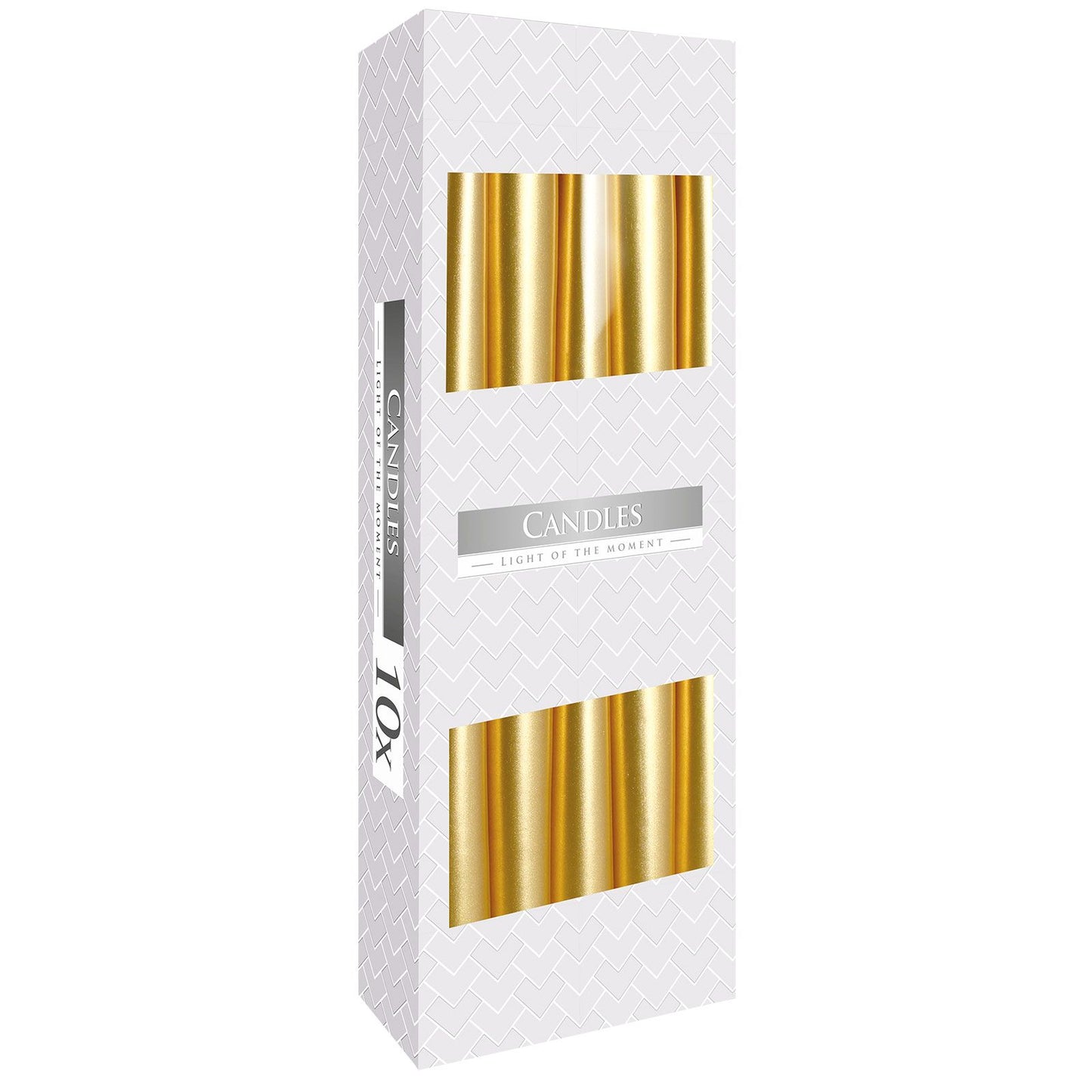 Gold taper candle for manifestation rituals altar spaces and elegant ambient décor with rich over-dipped paraffin wax finish
