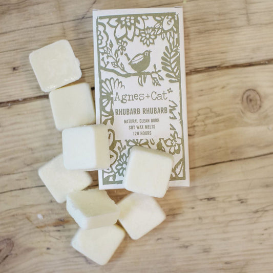 Agnes + Cat Rhubarb Rhubarb Wax Melts – box of 8 soy wax melts with fruity rhubarb fragrance