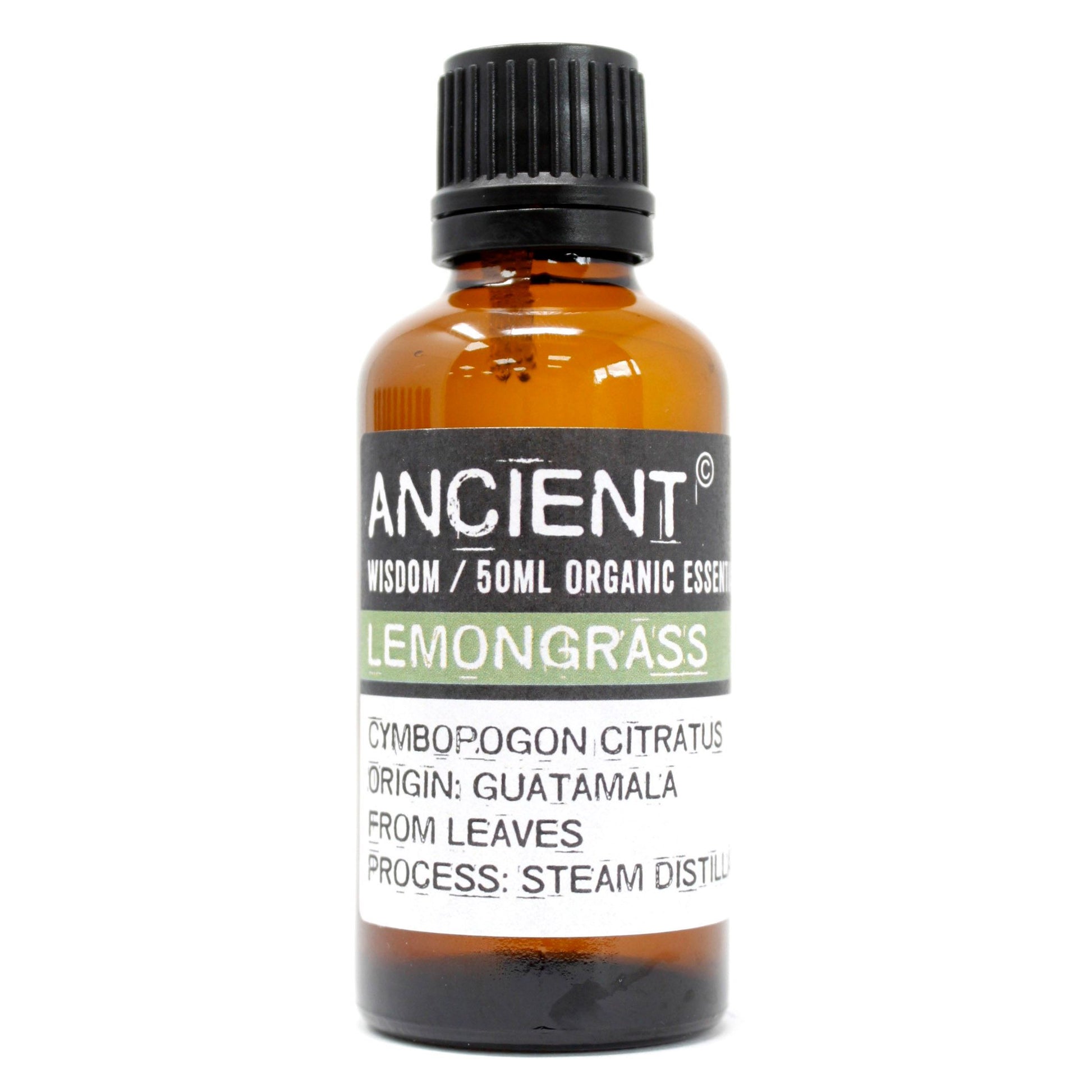 Organic Lemongrass Essential Oil 50ml bottle with fresh citrus-herbal aroma for aromatherapy and home fragrance.