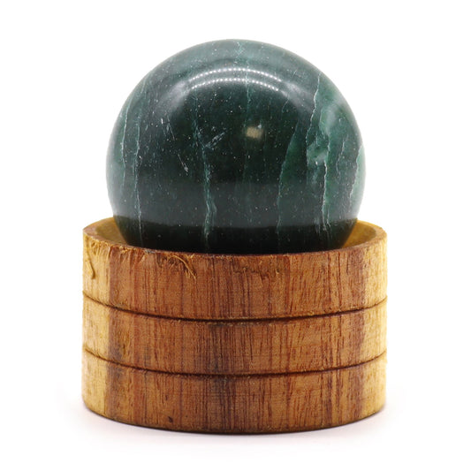 Indian Jade sphere 40mm crystal ball with stand green gemstone polished