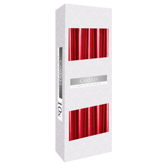 Metallic red taper candle 24.5cm paraffin wax ritual candle with approx 7 hour burn time