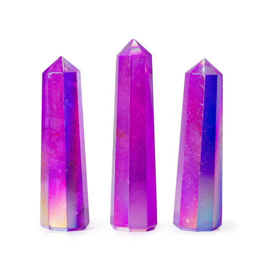 Aurora Crystal Quartz Obelisk Purple iridescent crystal point