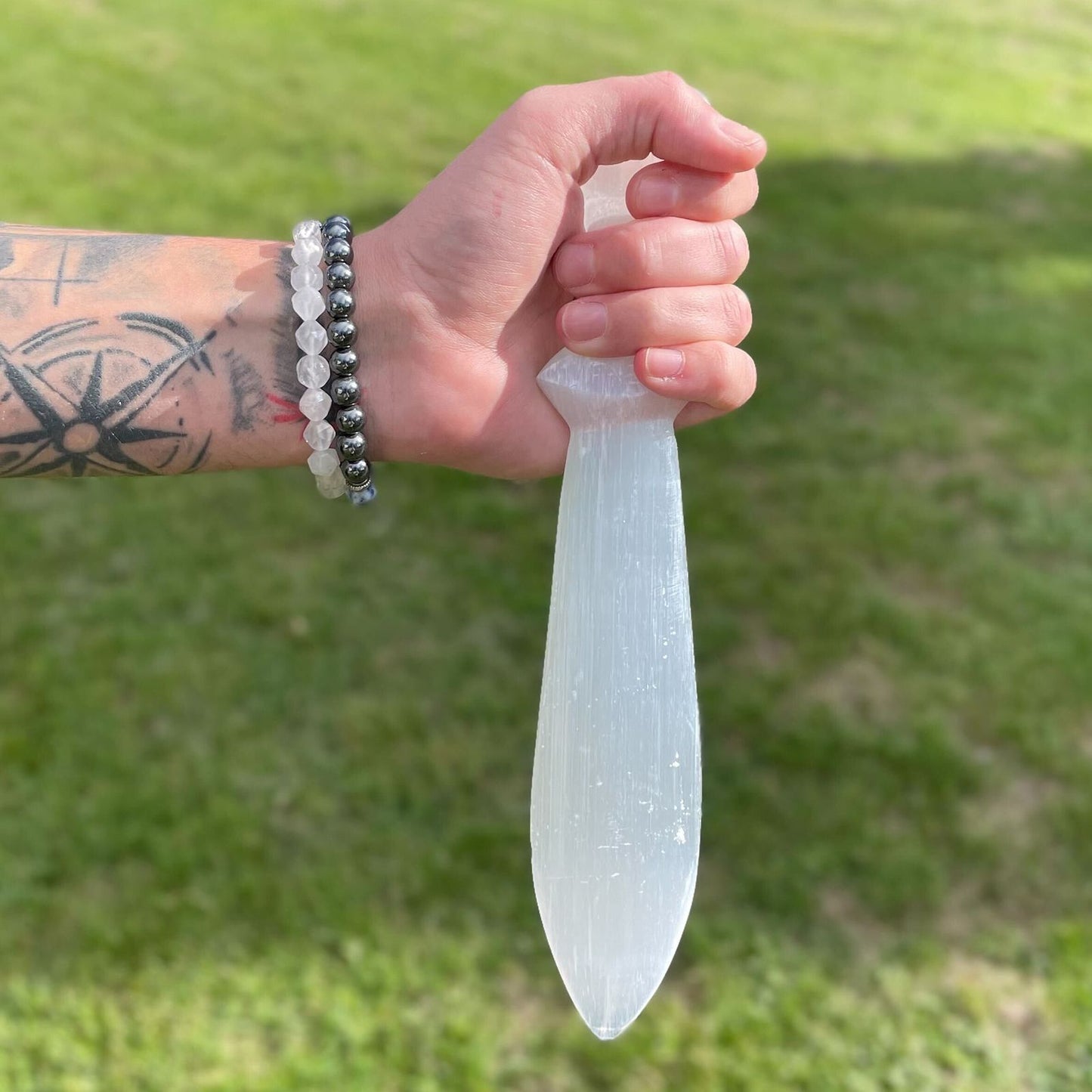 Selenite Ritual Knife Large - Spiral