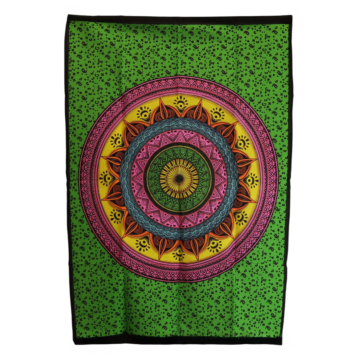 Mandala Vibrant cotton wall art with colourful circular design 70x110cm UK