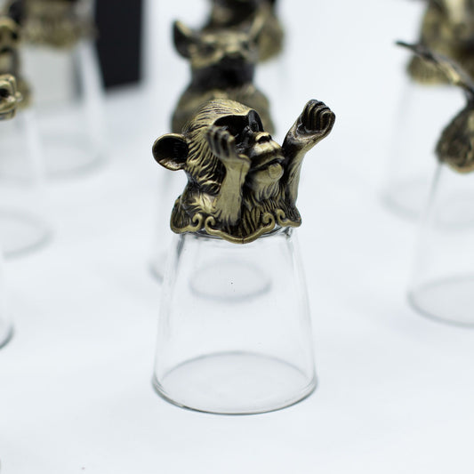 set of 12 mystical creature shot glasses 25ml with decorative bases