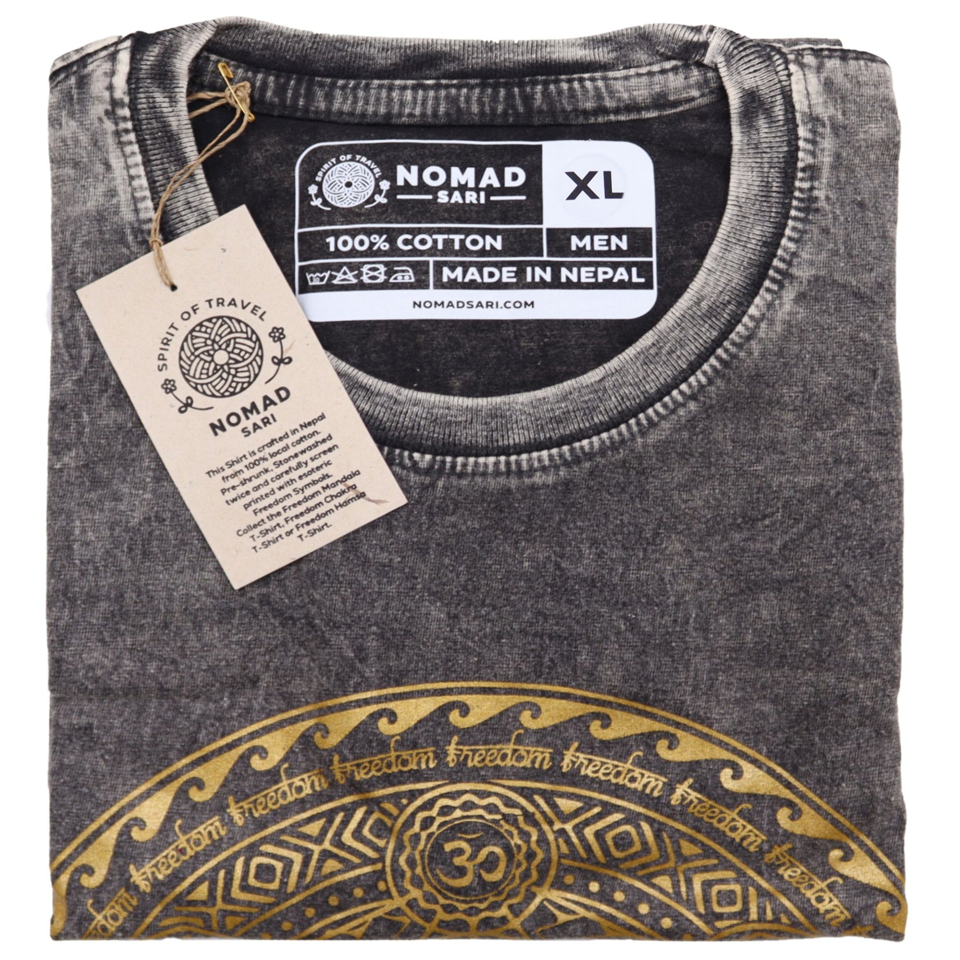 XLarge stone washed dark grey chakra spiritual t-shirt