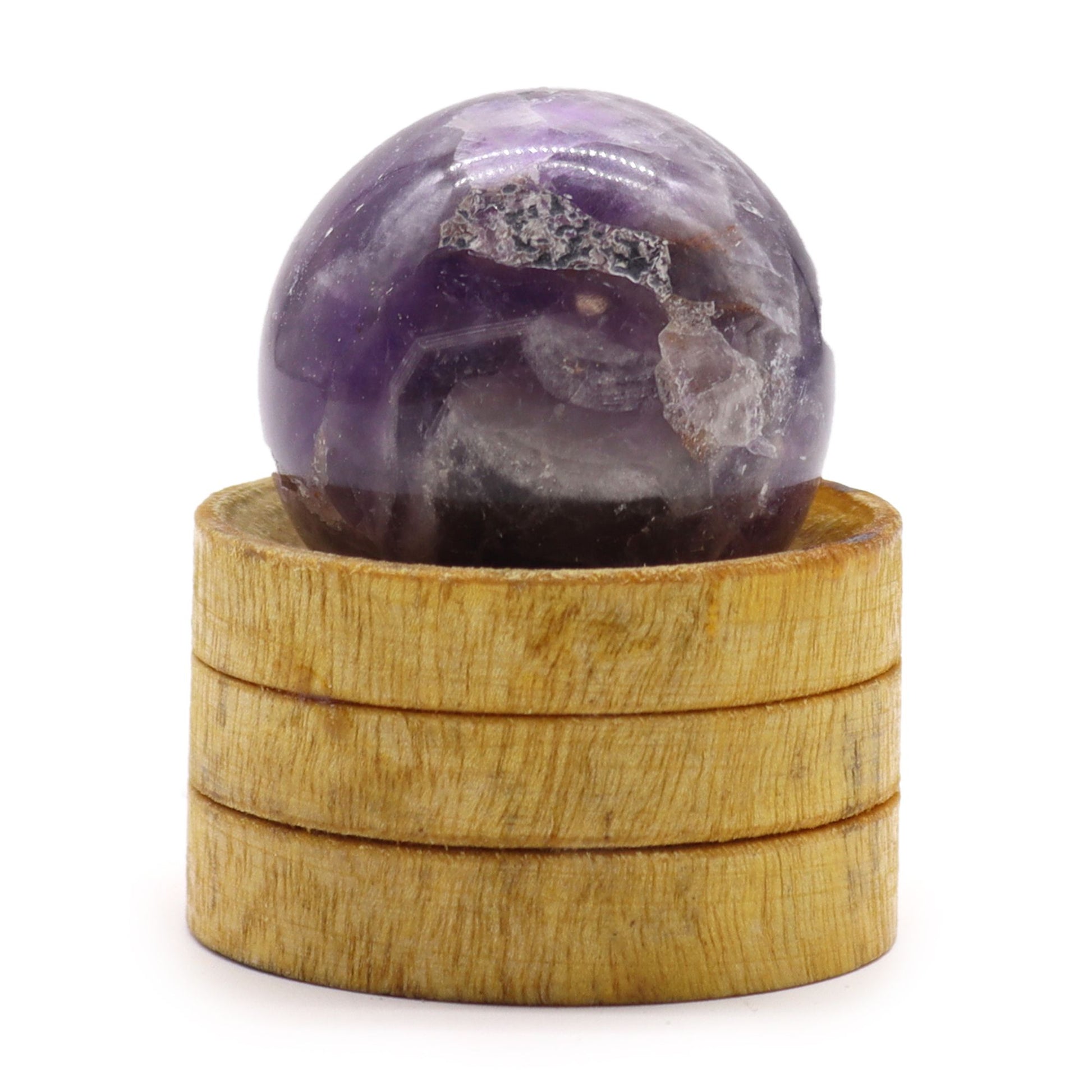 African Amethyst sphere 40mm crystal ball with stand purple gemstone polished