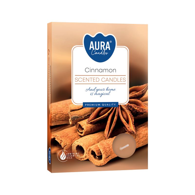 Cinnamon scented tealight candles set of 6 warm spicy fragrance 4 hour burn candles