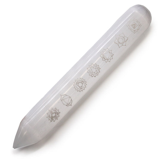 Selenite Wand - 7 Chakra Engraved